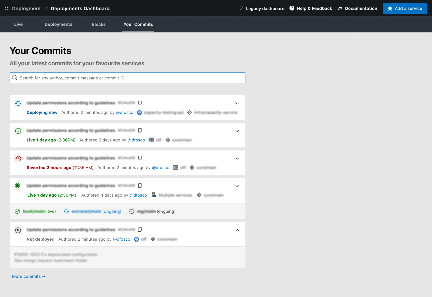 Deployments Dashboard
