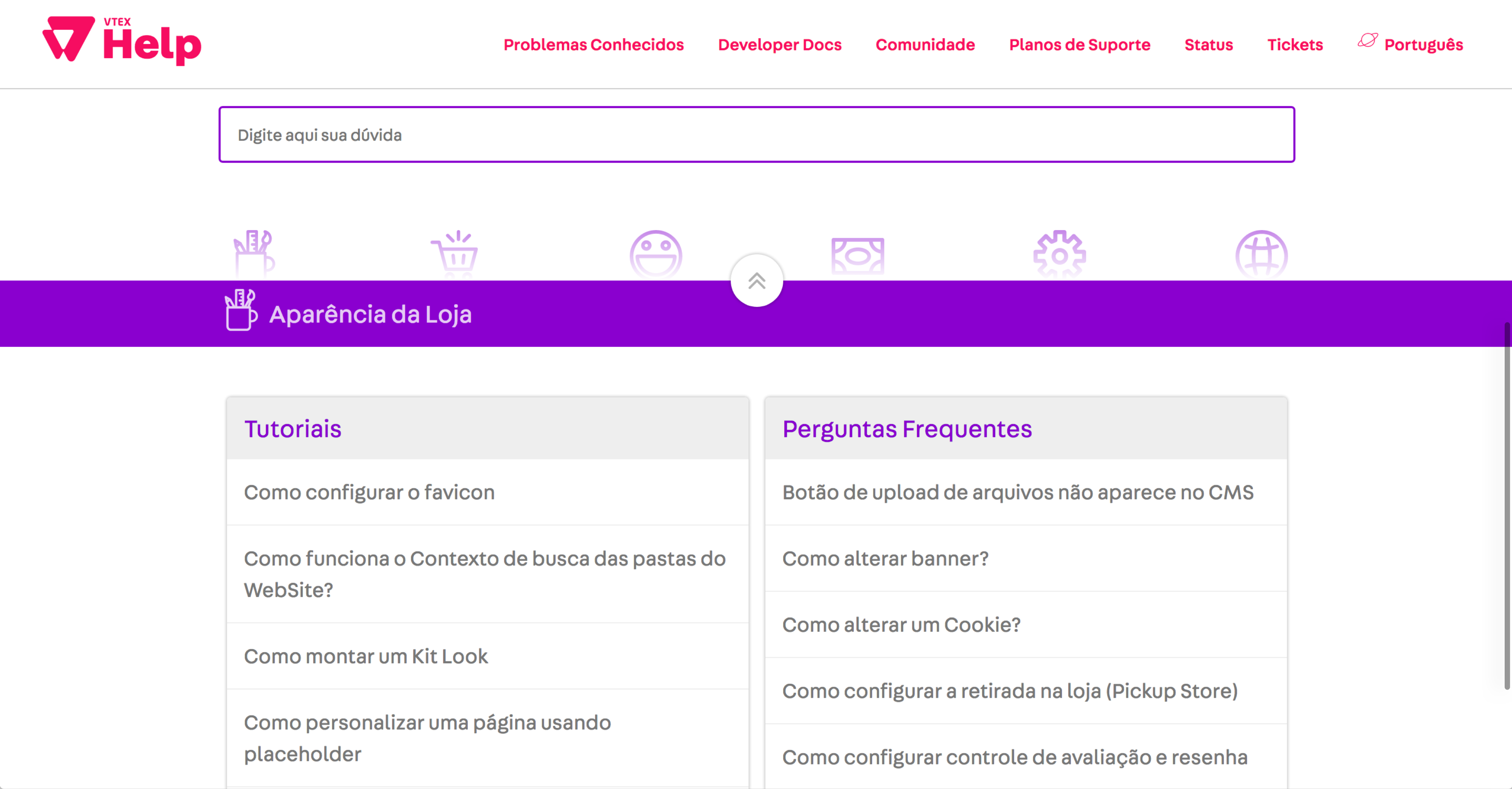 Category page for the documentation portal